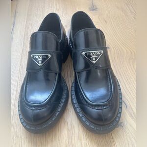 Prada Women’s Black Brushed Leather Loafers